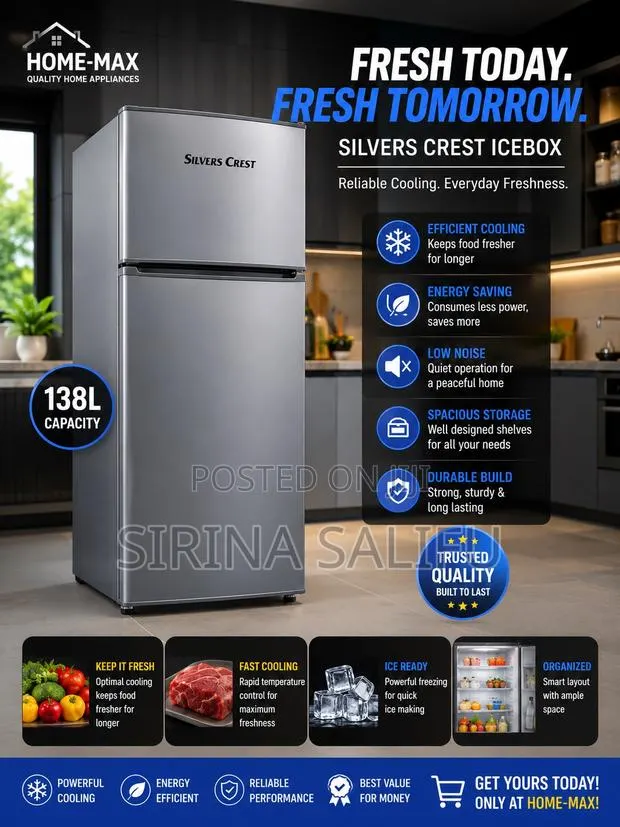 Silvers Crest 138L Double Door Icebox · Photo 1