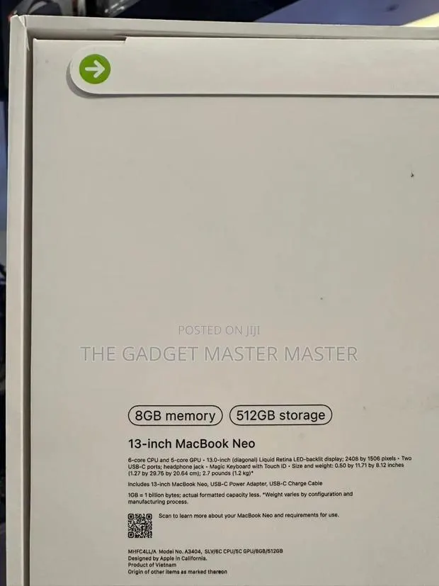 New Laptop Apple MacBook Neo 2026 8GB SSD 512GB · Photo 1