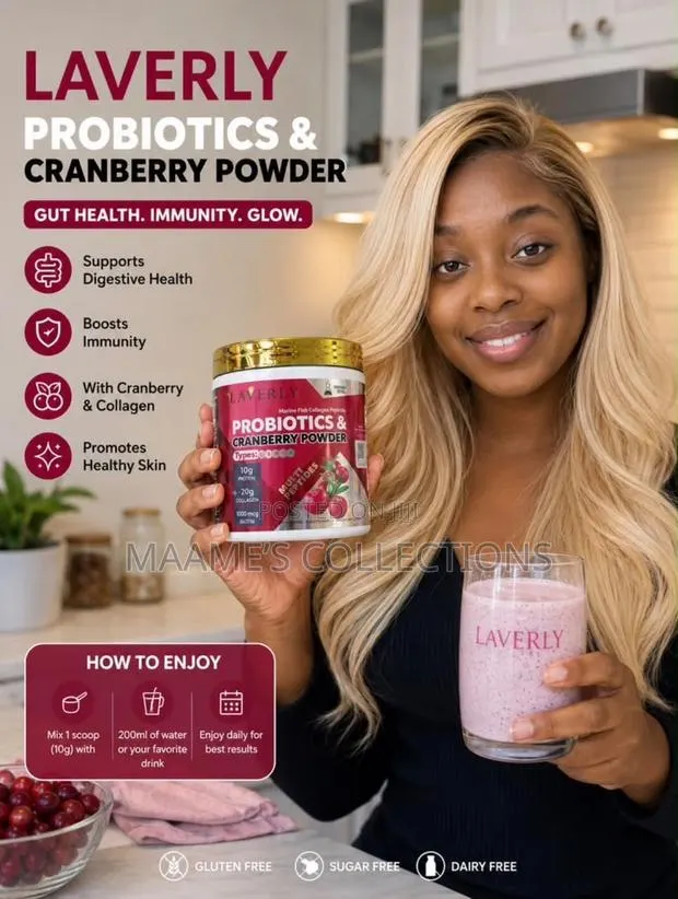 Laverly Probiotics & Cranberry Powder, a Dietary Supplement · Photo 1