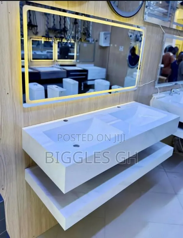 Double Marble Vanity Basin With Led Mirror- 120cm · Photo 1