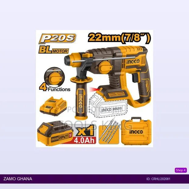 Cordless Rotary Hammer Set 20v 20mm Battery - Crhli202081 · Photo 1