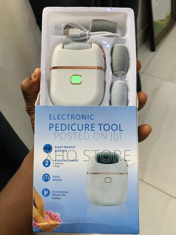 Usb Charged Foot Scrubber Set With 3 Replaceable Roller Heads-Pedicure · Photo 1