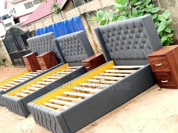 Foreign Double Bed Frame and Side Drawer · Photo 1