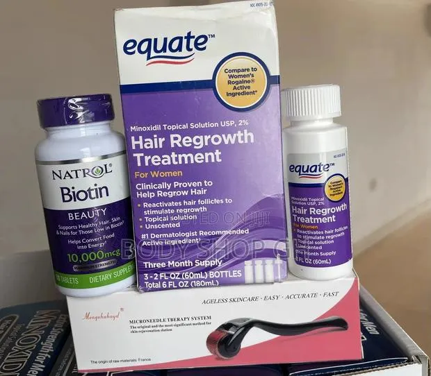 Hair Loss Treatment Package for Women(Minoxidil+Biotin+Roll) · Photo 1