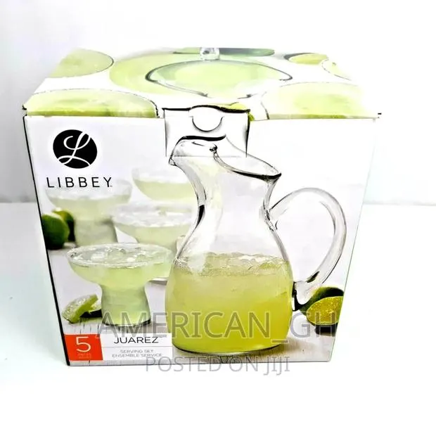 LIBBEY JUAREZ Glass Pitcher Glasses 5 Pc Serving Set · Photo 1