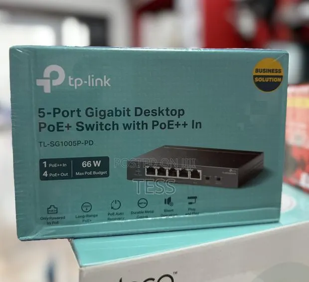 Tp-Link 5-Port Gigabit Desktop Poe+ Switch With Poe++ in Tl-Sg1005p-Pd · Photo 1