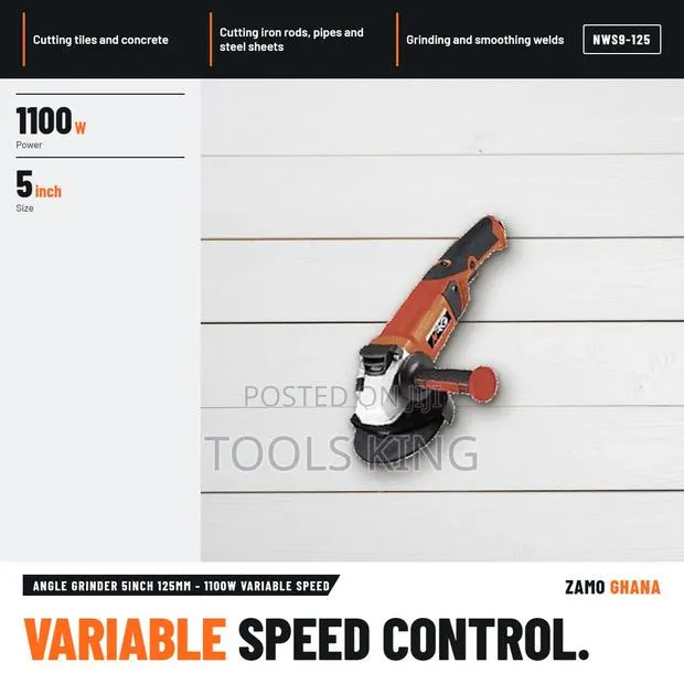 Angle Grinder 5Inch 125Mm - 1100W Variable Speed - NWS9-125 · Photo 1