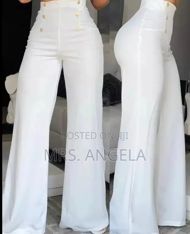 Elegant High Waist White Palazzo Trousers for Ladies · Photo 1