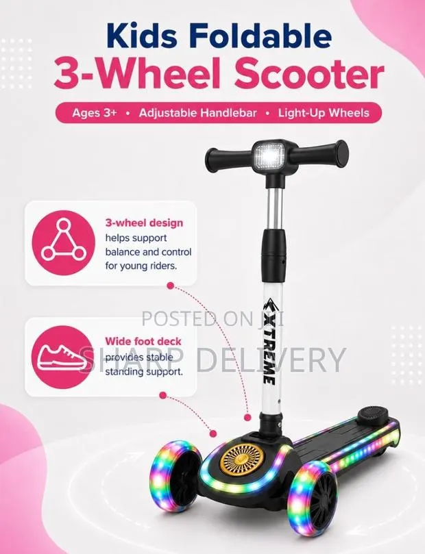 Kids Foldable 3-Wheel Scooter for Ages 3+ · Photo 4