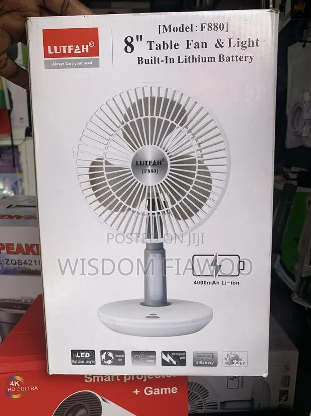 Swinging Rechargeable Fan With Light (Last 7hours) · Photo 1