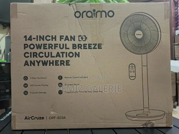 Oraimo Aircruze 14 Inch Rechargeable Pedestal Fan · Photo 1