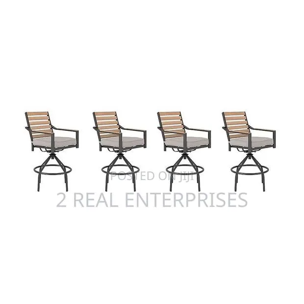 Allen + Roth Fairway Oaks 4 Set of Black Steel Frame Swivel · Photo 1