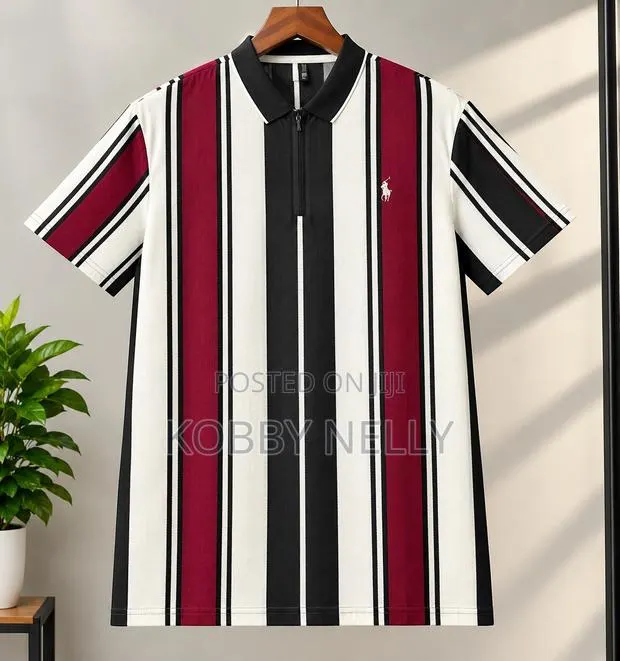 NEW Men’s Striper Quarter-Zip Polo - Red/Black/White · Photo 1