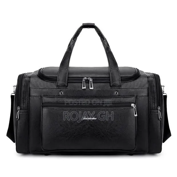 Leather Duffel Travel Bag - BLACK · Photo 1