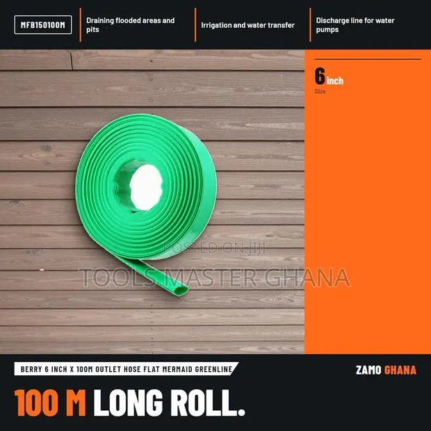 Berry 6 Inch X 100M Outlet Hose Flat Mermaid Greenline - MFB150100M · Photo 1