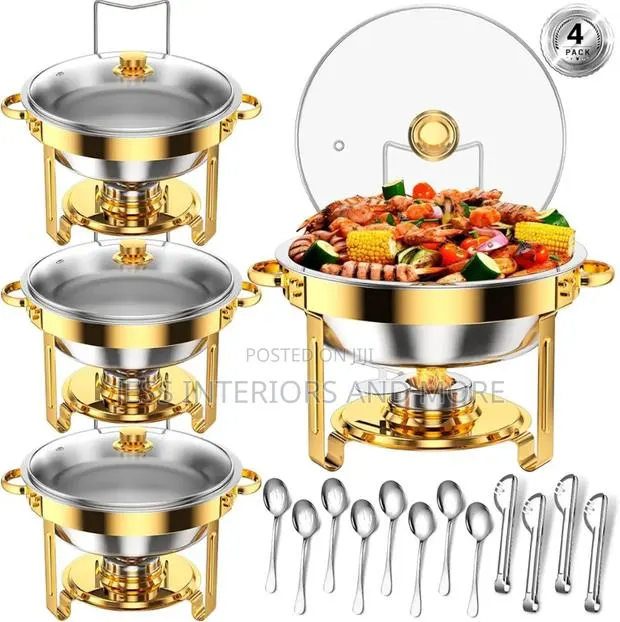 Round Chafing Dishes for Buffet (4 Pack) 5qt, · Photo 1