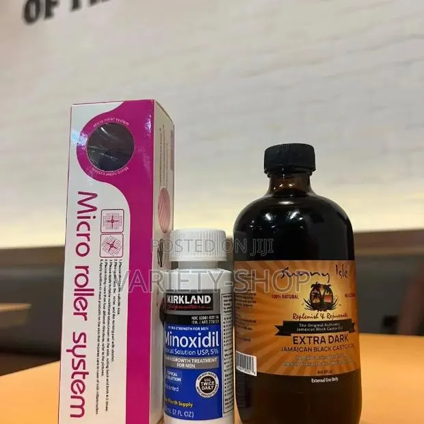 Hair Growth Combo (Kirkland, Derma Roller and Castor Oil Big) · Photo 1