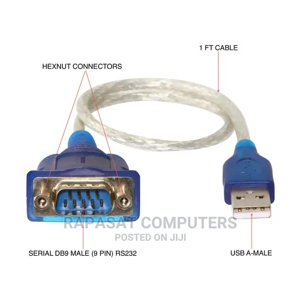 USB 2.0 to Rs232 Db9 Male Serial Adapter Cable · Photo 1
