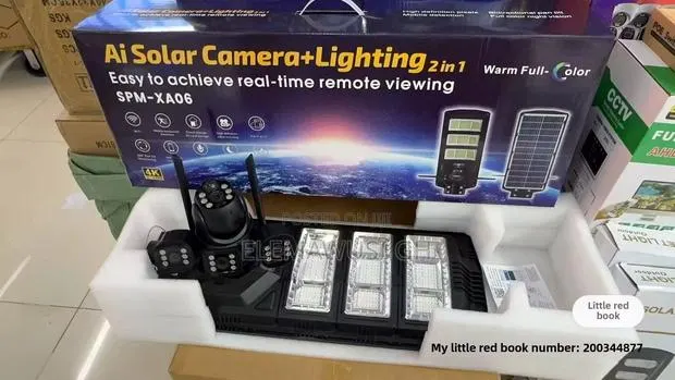 2in1 Ai 3 Lens Solar Street Light CCTV Camera, Night Vision Wifi · Photo 1