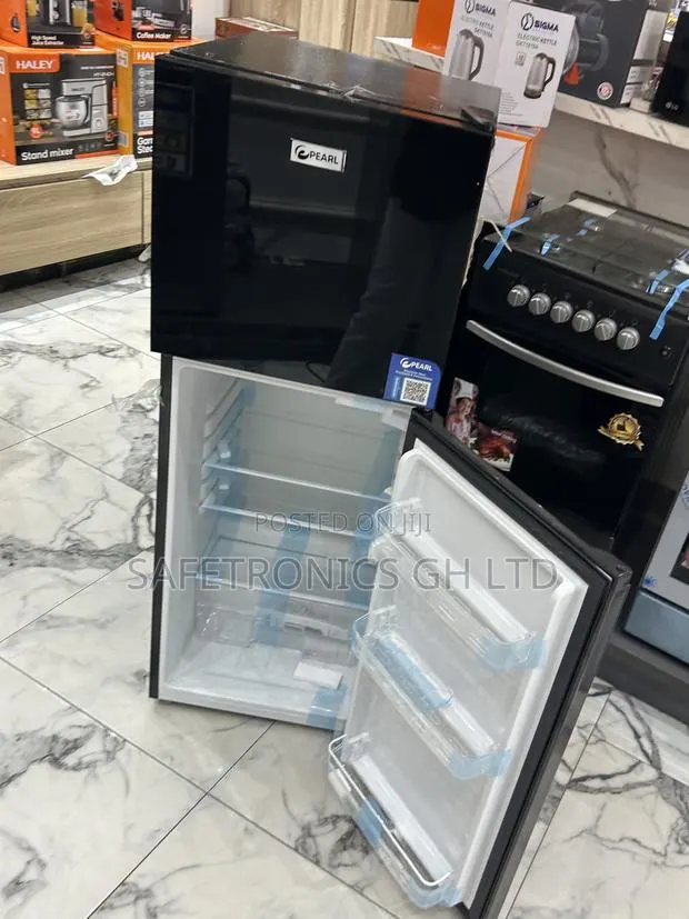 Top Notch Black Glass 2 Doors Top Freezer Pearl Refrigerator · Photo 1