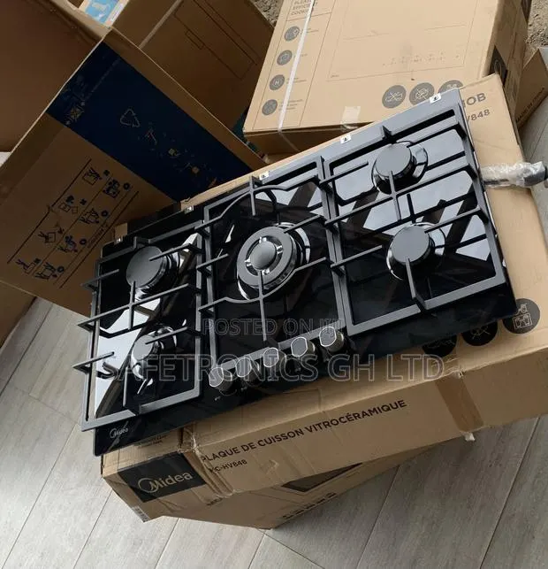 Zealous Sleek Midea 90cm Gas Hob – Black Glass 90GP095 · Photo 1
