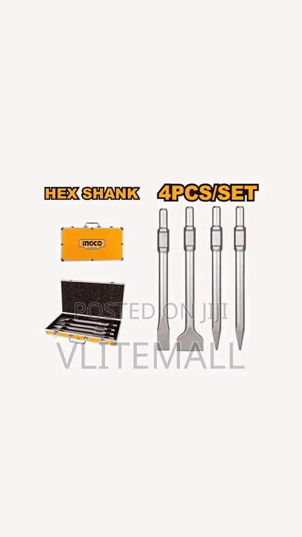 Set X 4 Puntas Cincel Enc Hexagonal Para Demoledor Ingco DBC · Photo 1