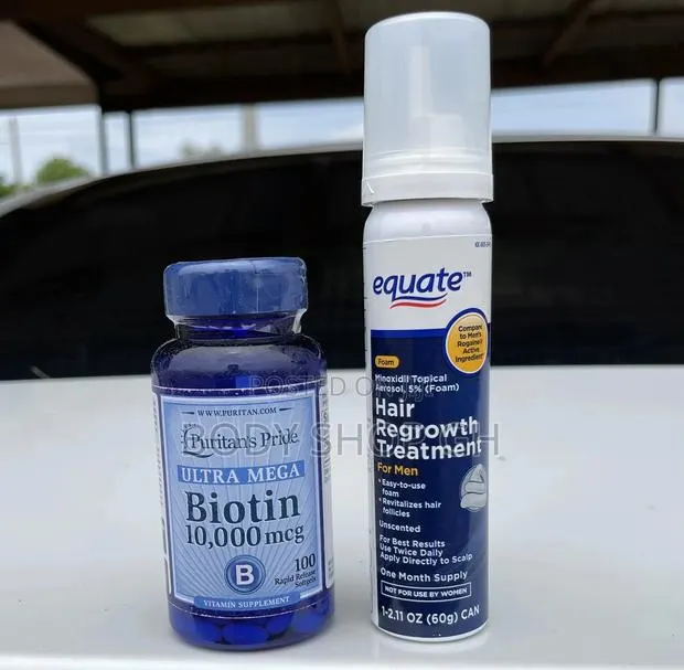 Beard Growth Combo Package (Biotin + Equate Minoxidil Foam) · Photo 1