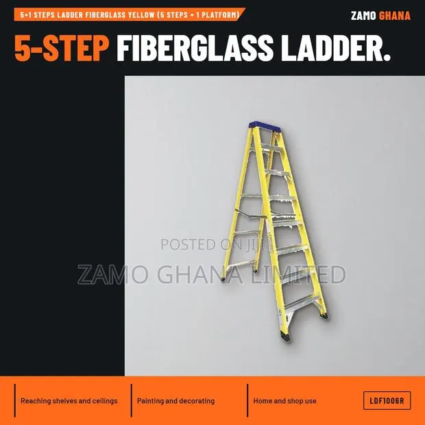 5+1 Steps Ladder Fiberglass Yellow (5 Steps + 1 Platform) - LDF1006R · Photo 1