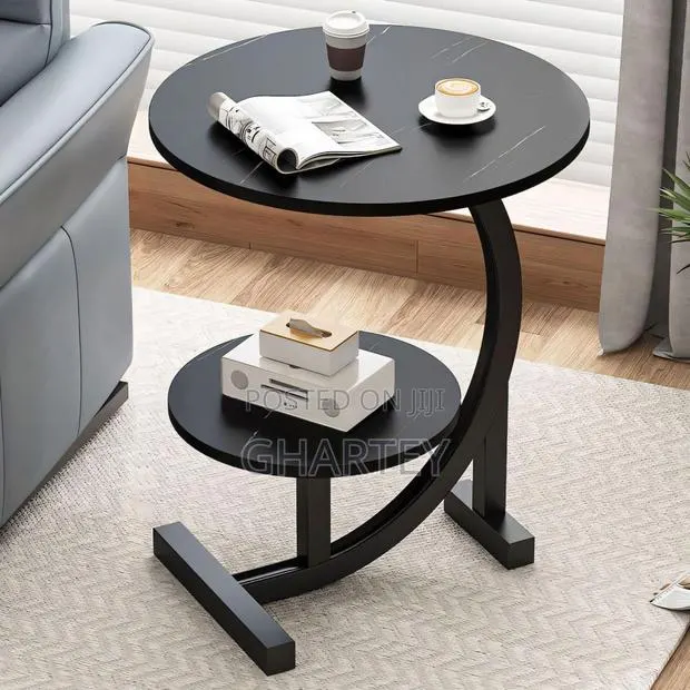 All Black 2 Tier Luxury Portable Coffee Table · Photo 1