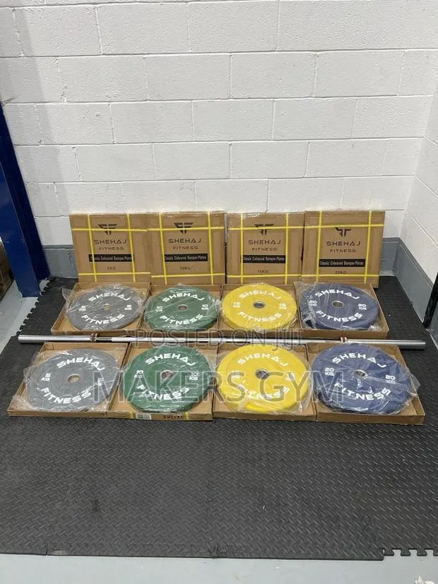 100kg +7ft 20kg Barbell Set Bumper Weight Plates Olympic Gym · Photo 1