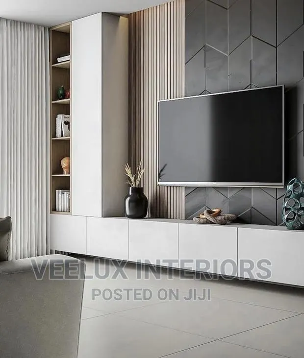 Minimalist-White Tv Unit Clean || Interior Design · Photo 1
