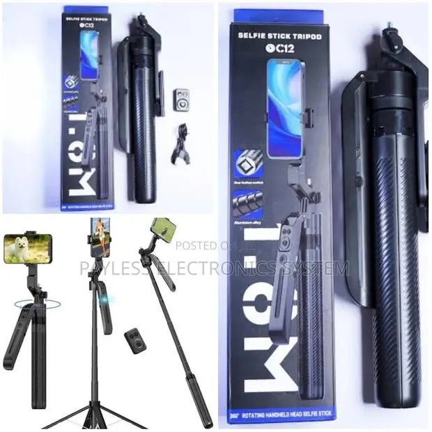 C12 Ai Tracking Selfie Stick Tripod. Black · Photo 1