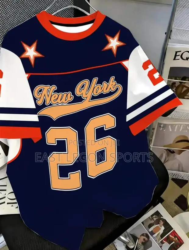 Baseball Tops Unisex NFL Jersey Number Print Blue · Photo 1
