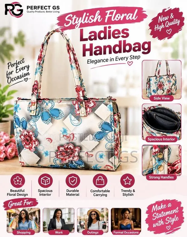 Stylish Floral Ladies Handbag – New · Photo 1