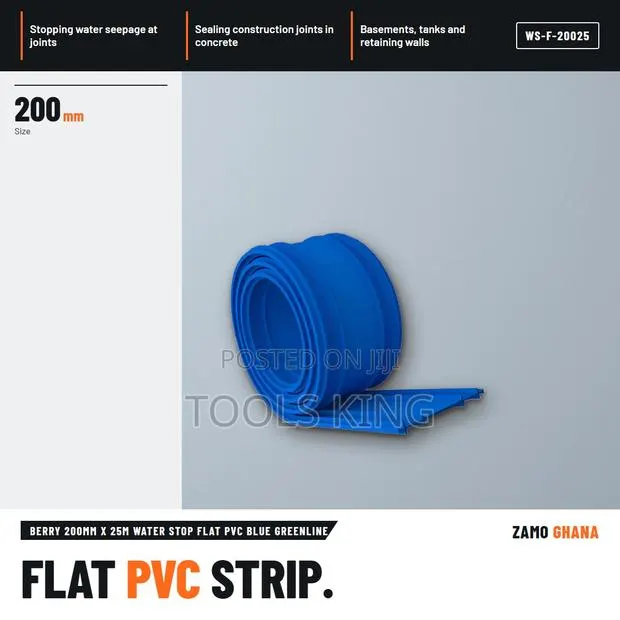 Berry 200Mm X 25M Water Stop Flat PVC Blue Greenline - WS-F-20025 · Photo 1