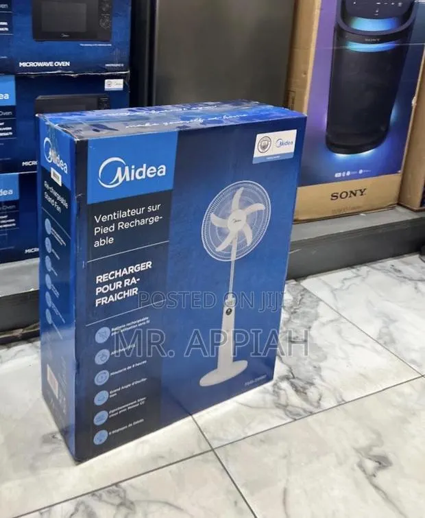 Efficient Midea 18” Rechargeable Fan · Photo 1