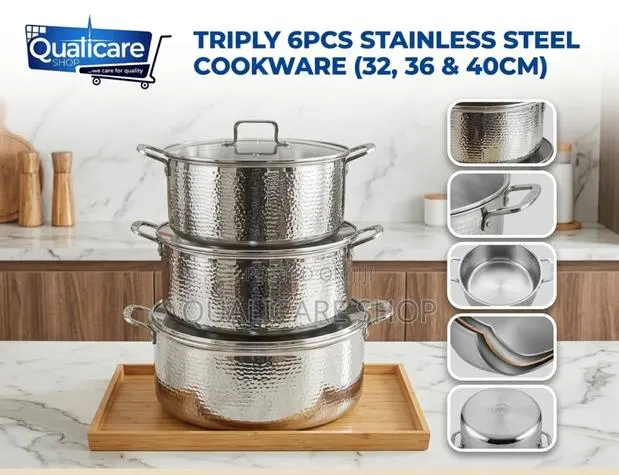 Triply 6pcs Stainless Steel Cookware (32, 36 40cm) · Photo 1