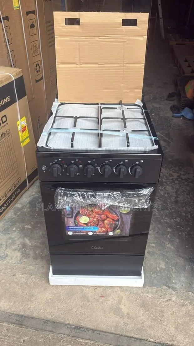 Midea 4-Burner Cooker – 3 Gas Burners + 1 Electric Plate With Oven · Photo 1