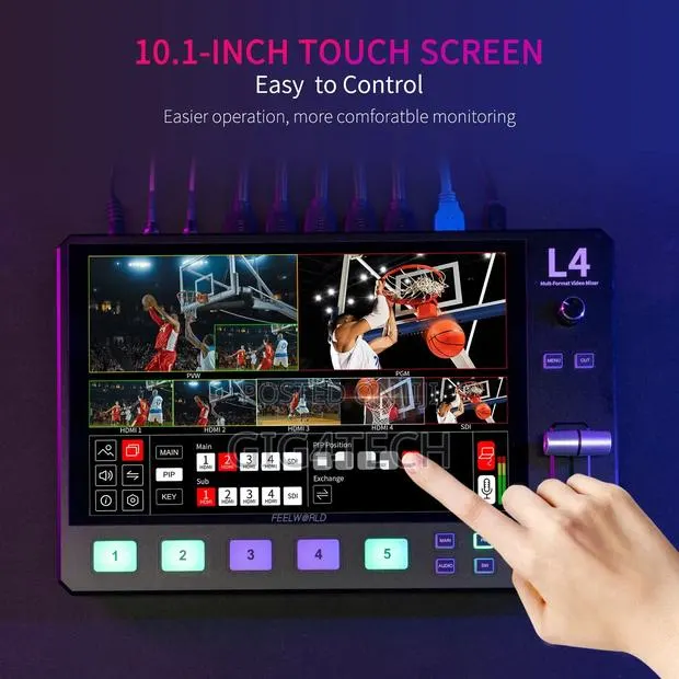 Feelworld L4 Multi-Camera Video Mixer Switcher 10.1" Screen · Photo 1