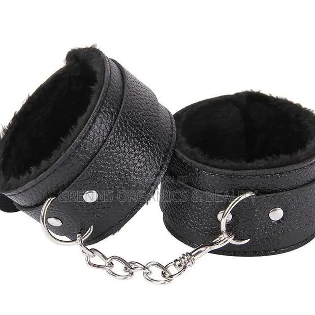 Fluffy Leather BDSM Handcuffs Bondage Restraints Black, Pink, Purple · Photo 1