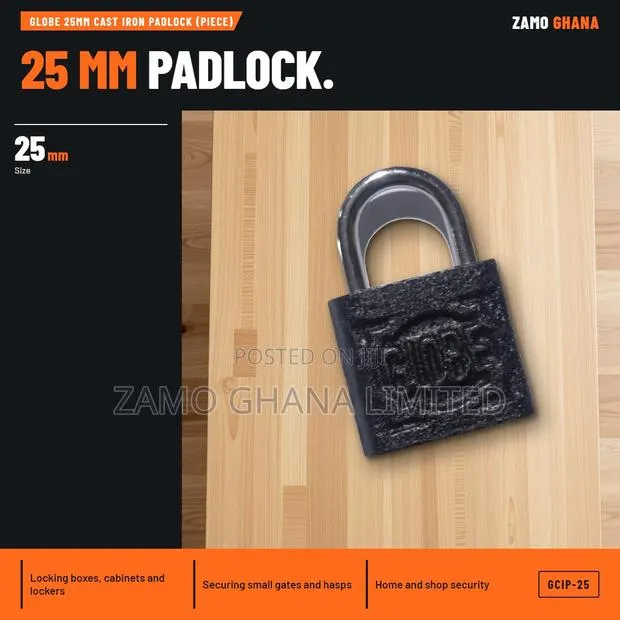 Globe 25Mm Cast Iron Padlock (Piece) - GCIP-25 · Photo 1