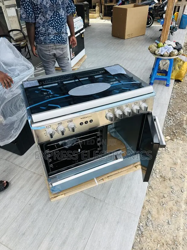 Brand New Sliver Gas Cooker Midea Tech 60/90 5burner Grill Rotisserie · Photo 1