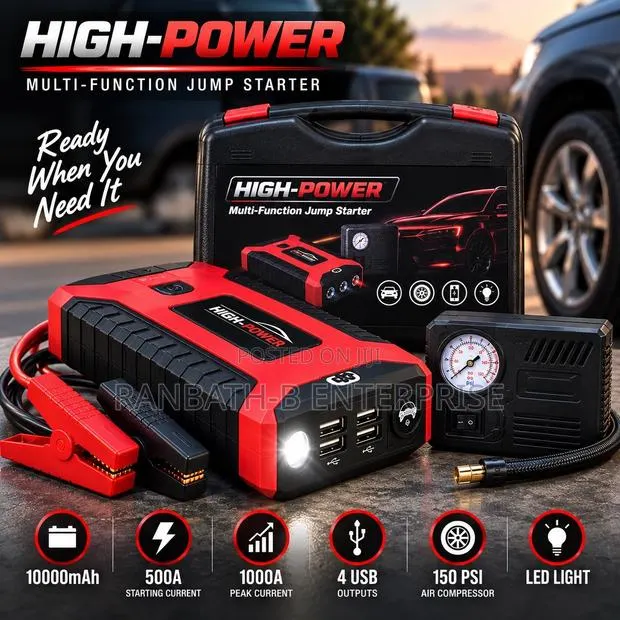 HIGH-POWER Multi-Function Jump Starter—1000A Peak 150 PSI Compressor · Photo 1