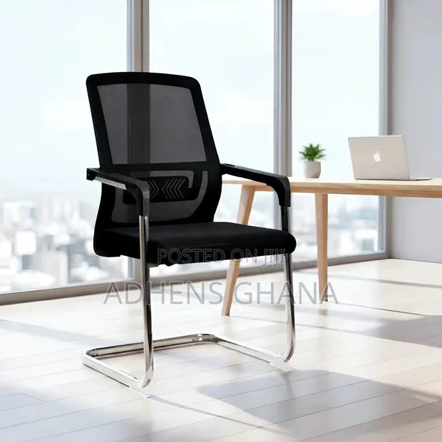 Modern Black Office Chair – Premium Mesh Back With Chrome Metal Frame