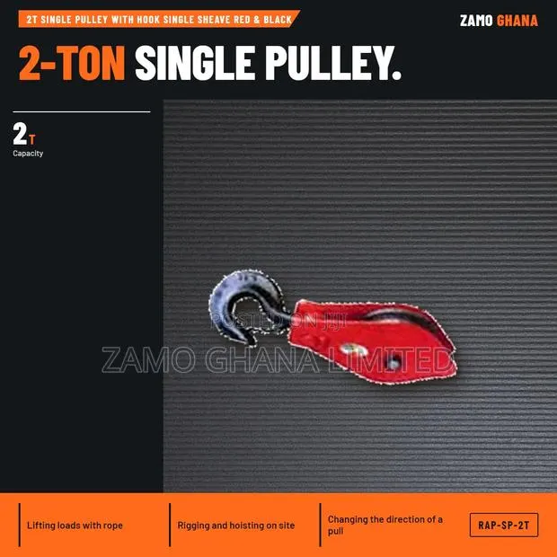 2T Single Pulley With Hook Single Sheave Red & Black - RAP-SP-2T · Photo 1