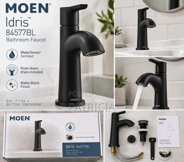 Moen Idris 84577BL Matte Black Bathroom Faucet – Brand New · Photo 1