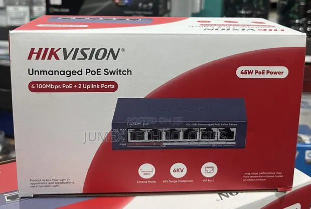 HIKVISION 4Port Unmanaged PoE Switch DS-3E0106P-E PoE + 2 Uplink Ports · Photo 1