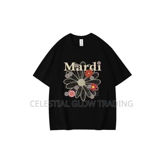 Black Mardi Floral Print T‐Shirt – Casual Crew Neck Tee · Photo 1