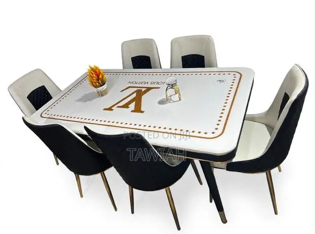 White Marble Dining Set With 6 Chairs · Photo 1