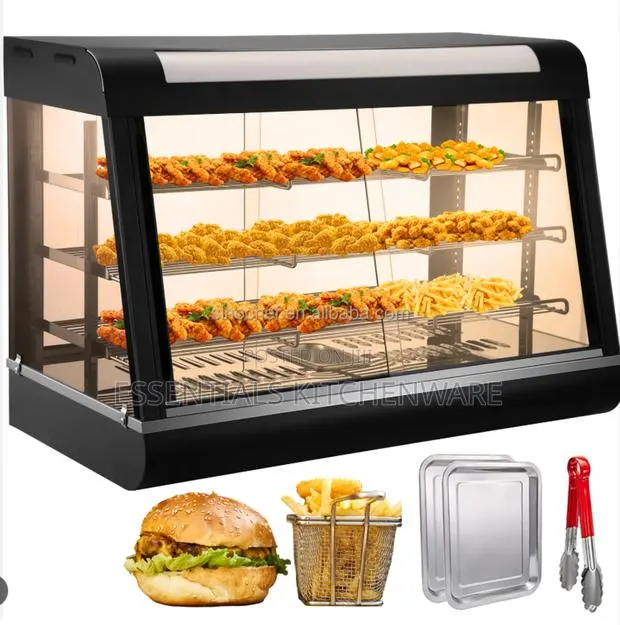 3pcs Curved Glass Food Warmer Display Showcase · Photo 1
